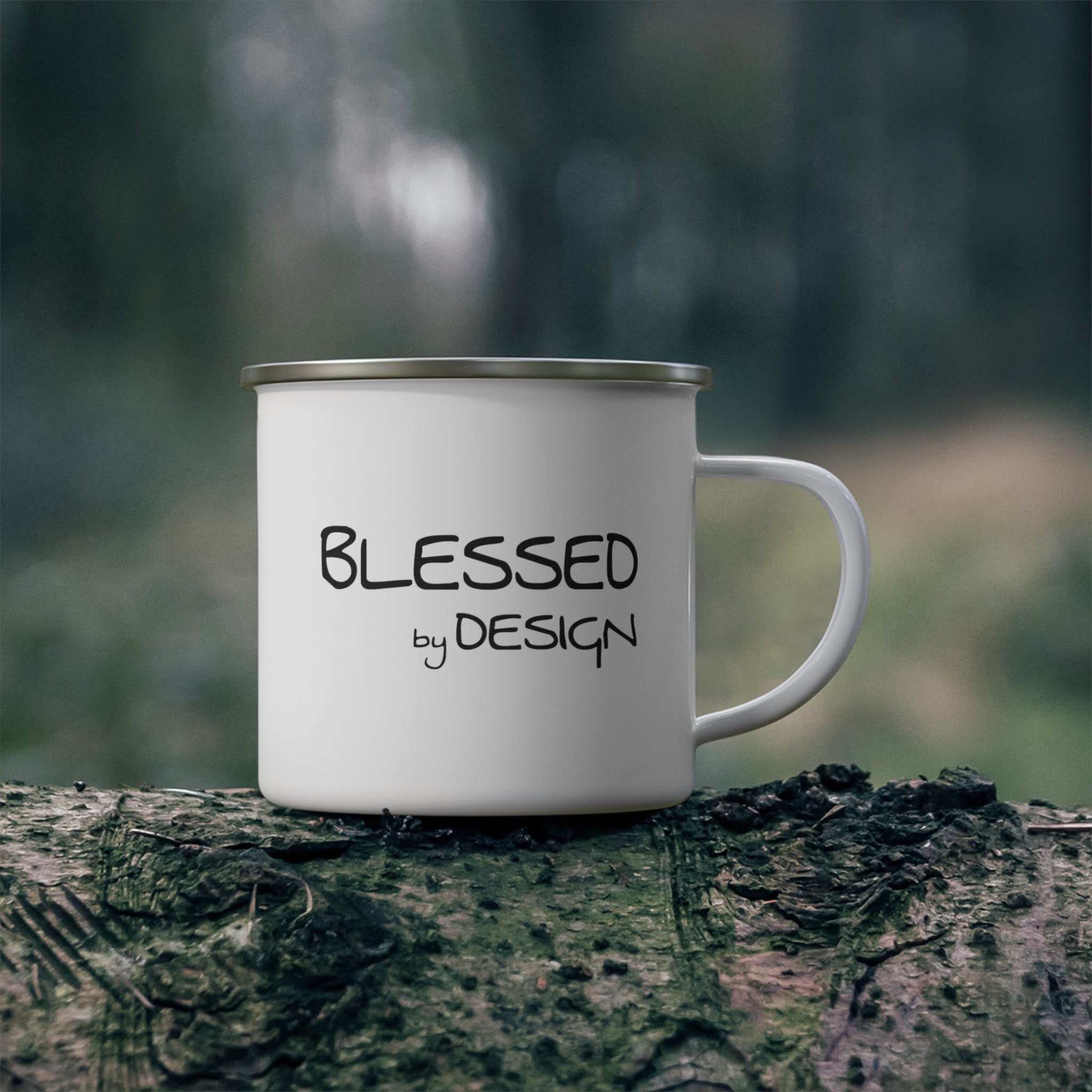 Enamel Camping Mug Blessed by Design - Inspirational Affirmation