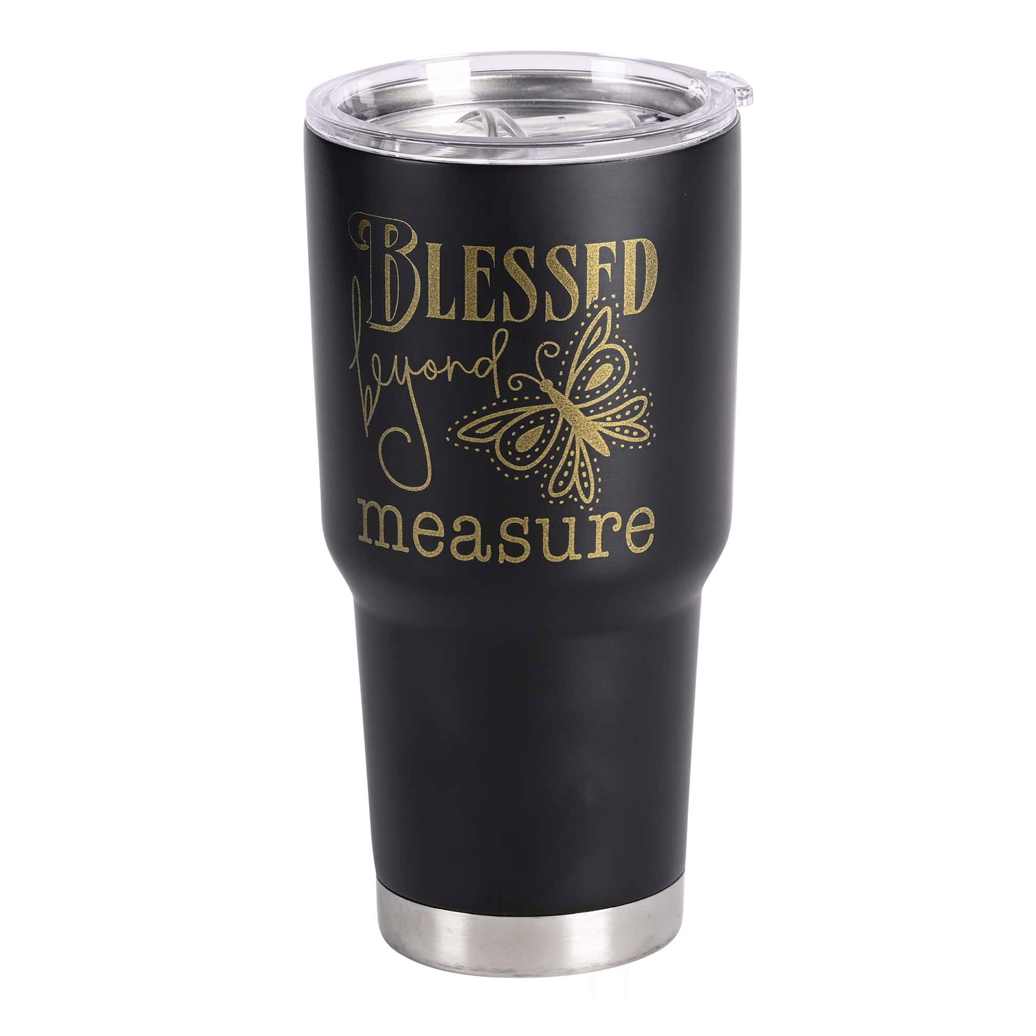 Blessed Beyond Black 30 Oz Stainless Steel Tumbler With Butterfly