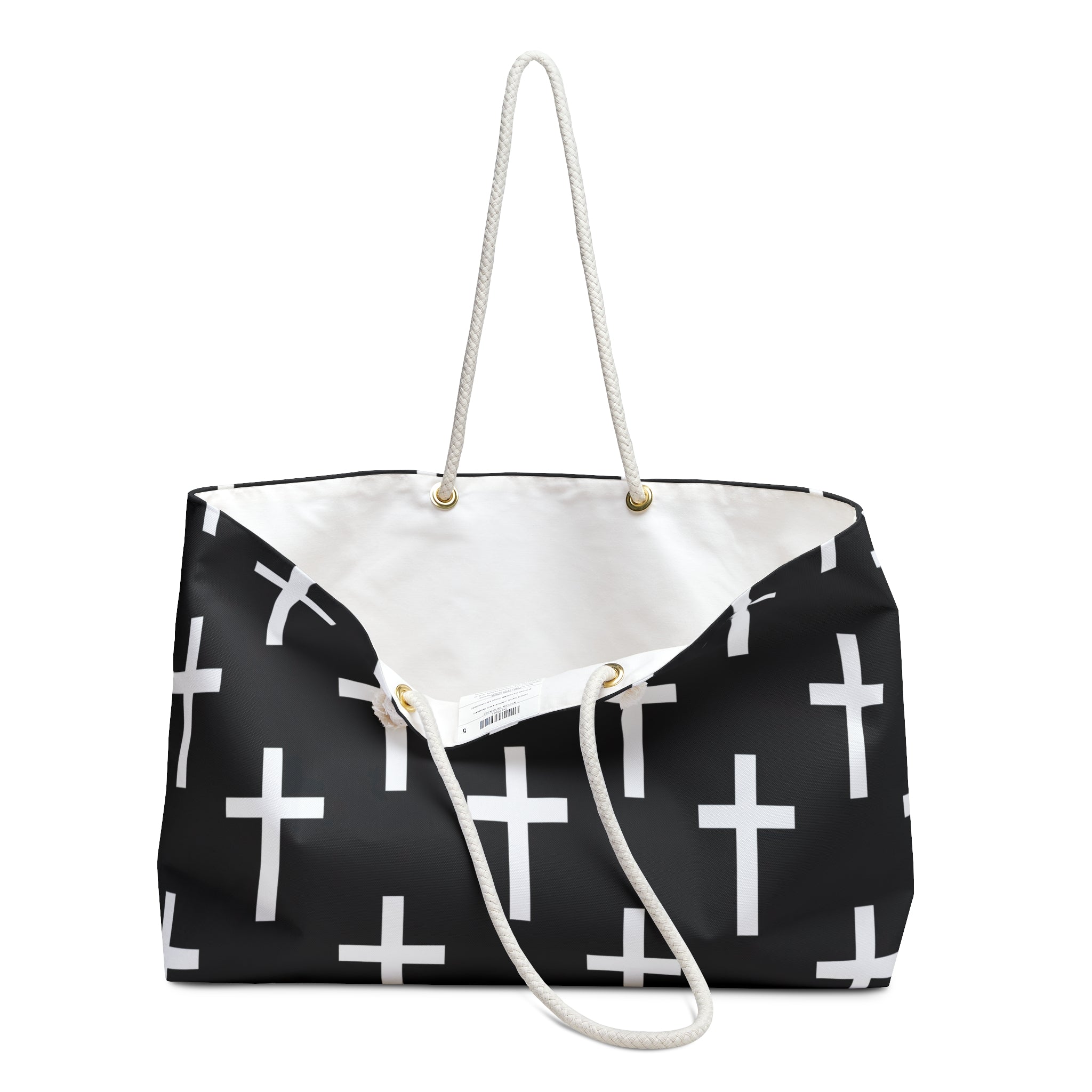 Weekender Tote Bag Black and White Seamless Cross Pattern