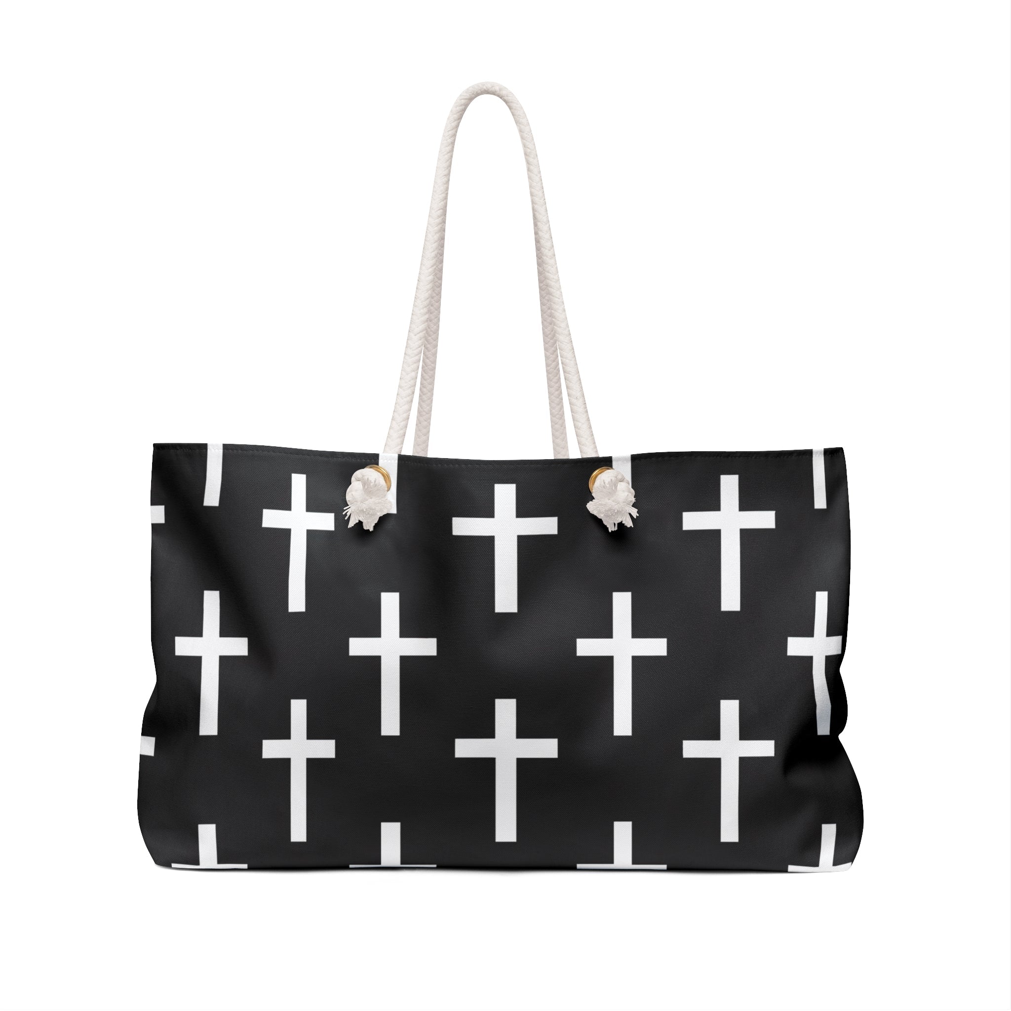 Weekender Tote Bag Black and White Seamless Cross Pattern