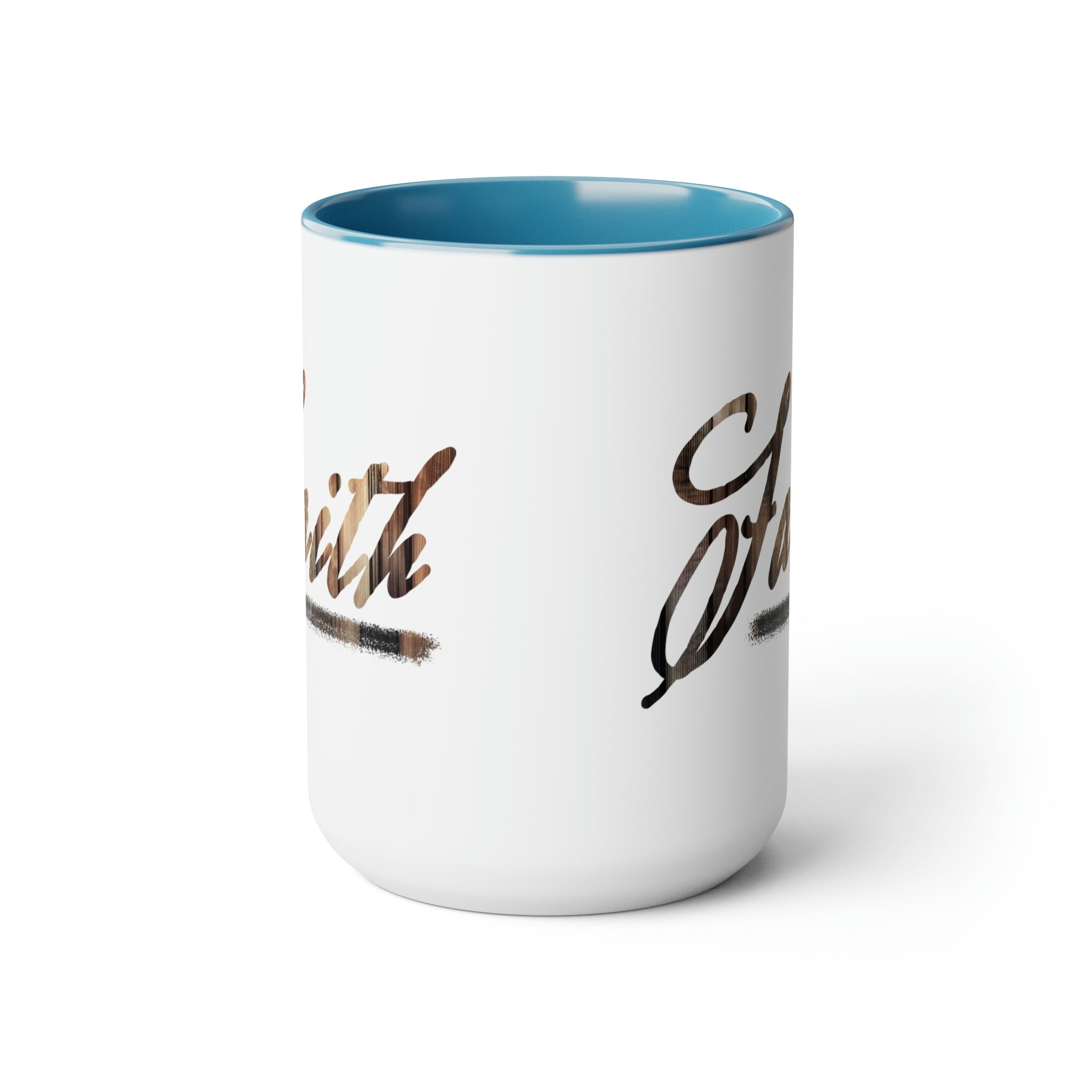 Accent Ceramic Coffee Mug 15oz - Faith Brown Wood Grain Print