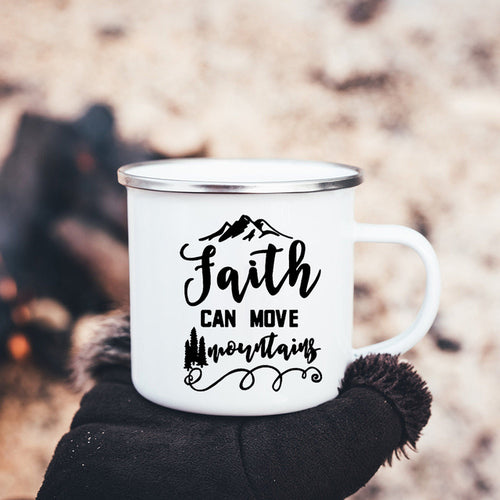 Faith Hope Love Print Christian Creative Enamel Mugs Outdoor Travel
