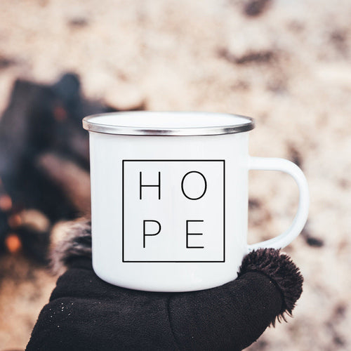 Faith Hope Love Print Christian Creative Enamel Mugs Outdoor Travel