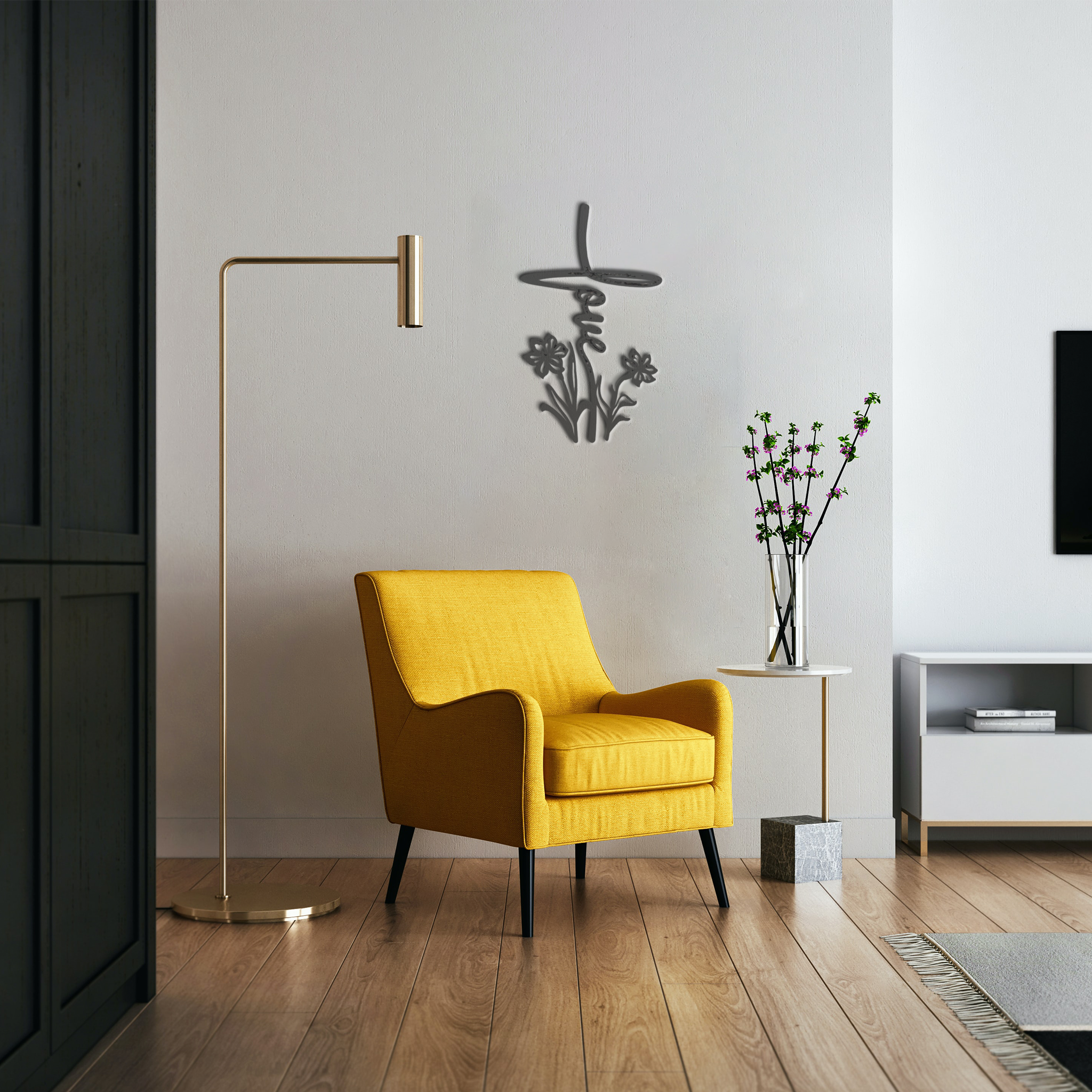 Love Flower Cross - Metal Wall Art