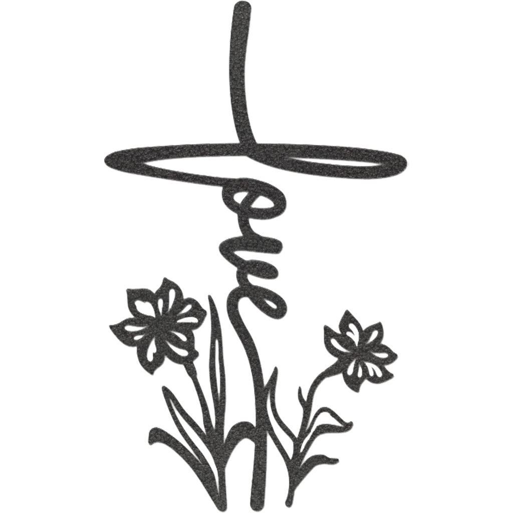 Love Flower Cross - Metal Wall Art