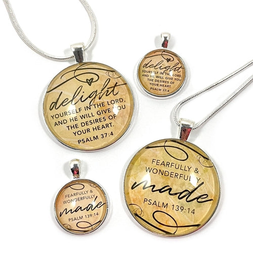 Delight Yourself in the Lord – Psalm 37:4 Scripture Pendant Necklaces