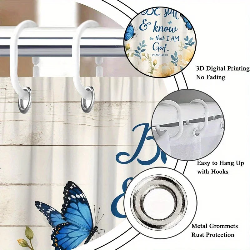 "Be Still and Know" Inspirational Floral Shower Curtain