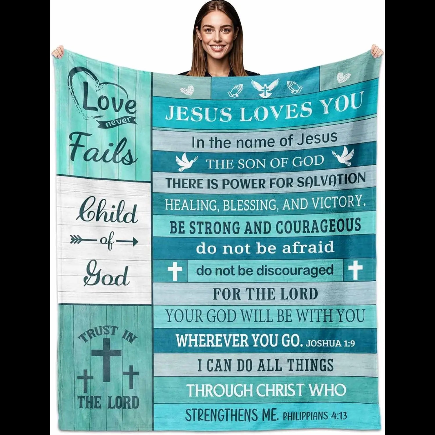 Christian Faith Throw Blanket Jesus Loves You x Inspirational Gifts
