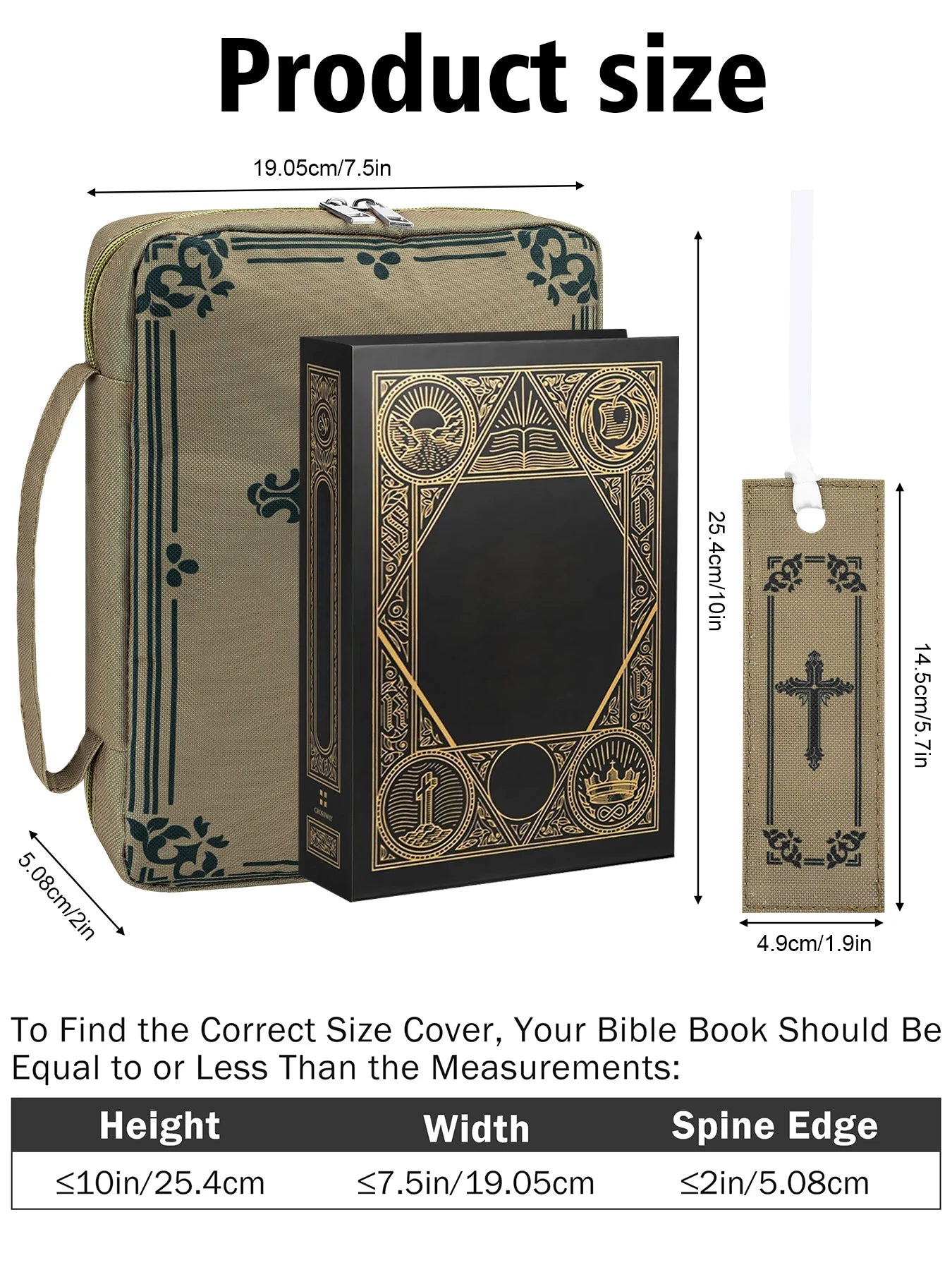 Cross Print Bible Bag Organizer with Bookmark