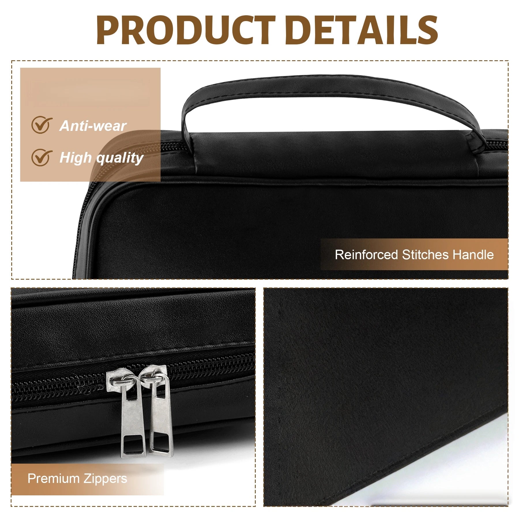 Large Capacity Black Bible Carrying Case with Handle