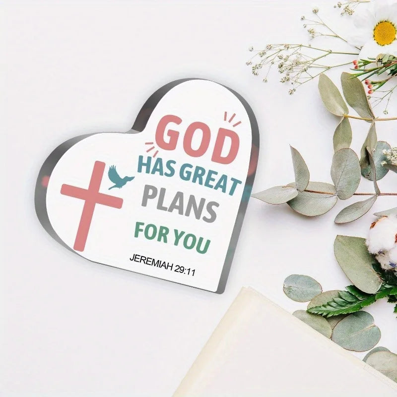 Christian Heart Acrylic, Bible Verse Gift