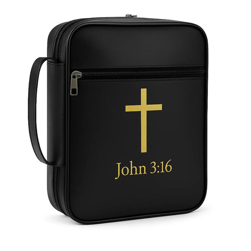 Large Capacity Black Bible Carrying Case with Handle