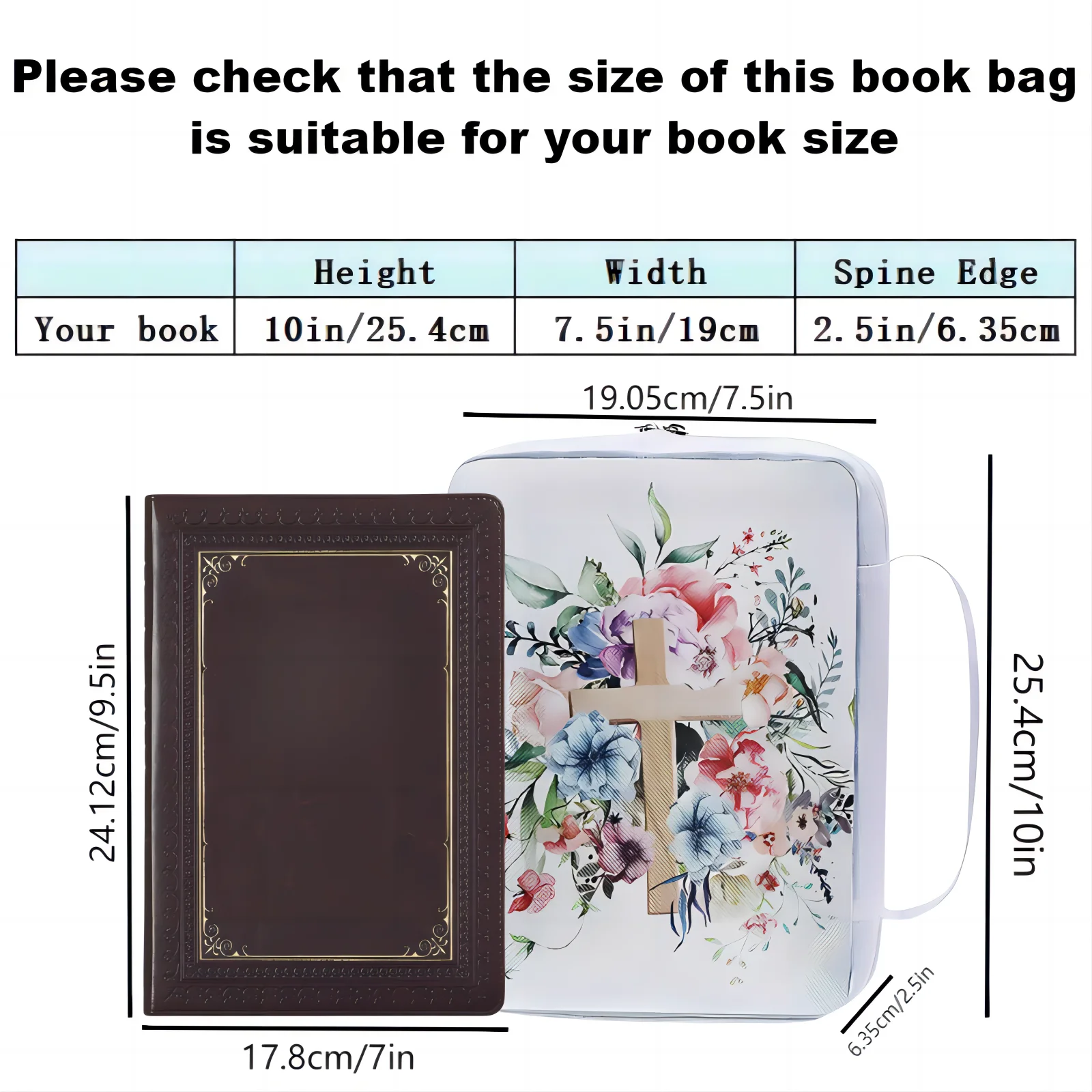 Floral Bible Case With Handle & Pocket. Includes Matching Bookmark