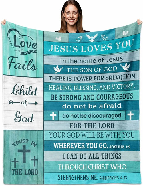 Christian Faith Throw Blanket Jesus Loves You x Inspirational Gifts