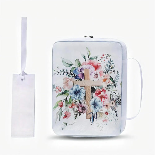 Floral Bible Case With Handle & Pocket. Includes Matching Bookmark