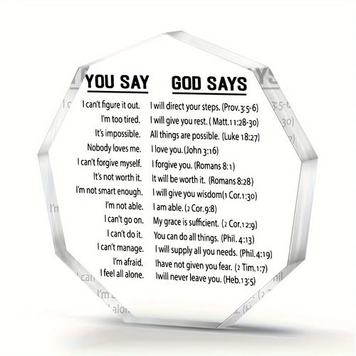 One, you said God said acrylic card, Bible scripture, Christians