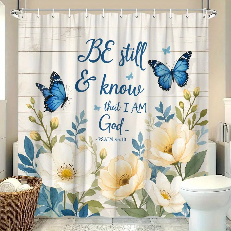 "Be Still and Know" Inspirational Floral Shower Curtain