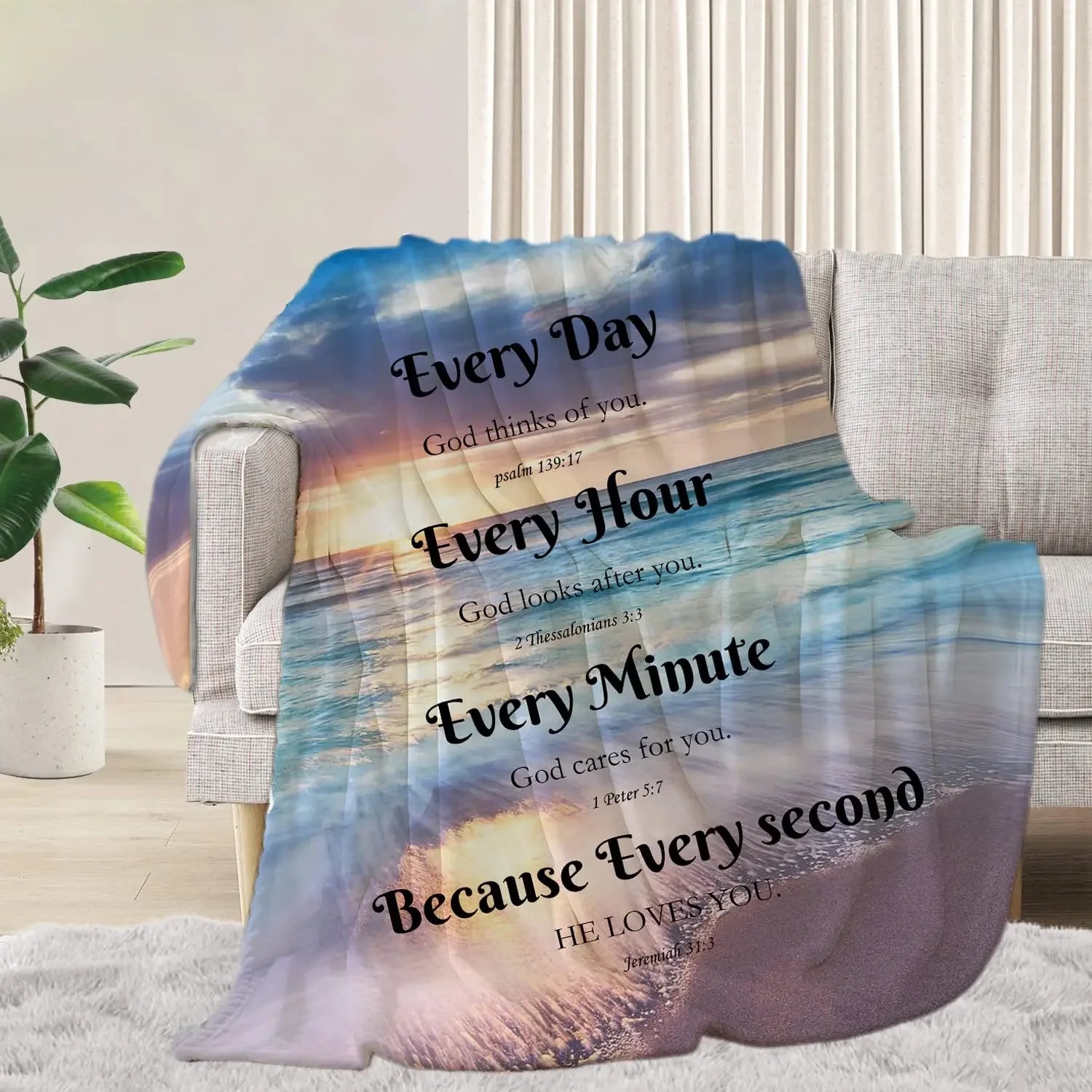 Christian Blanket Religious Healing Mind Inspirational Faith Throw