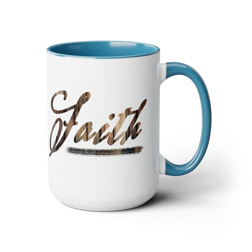 Accent Ceramic Coffee Mug 15oz - Faith Brown Wood Grain Print