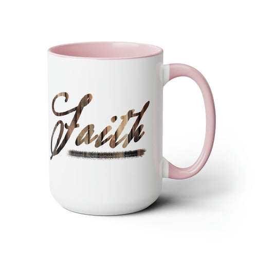 Accent Ceramic Coffee Mug 15oz - Faith Brown Wood Grain Print