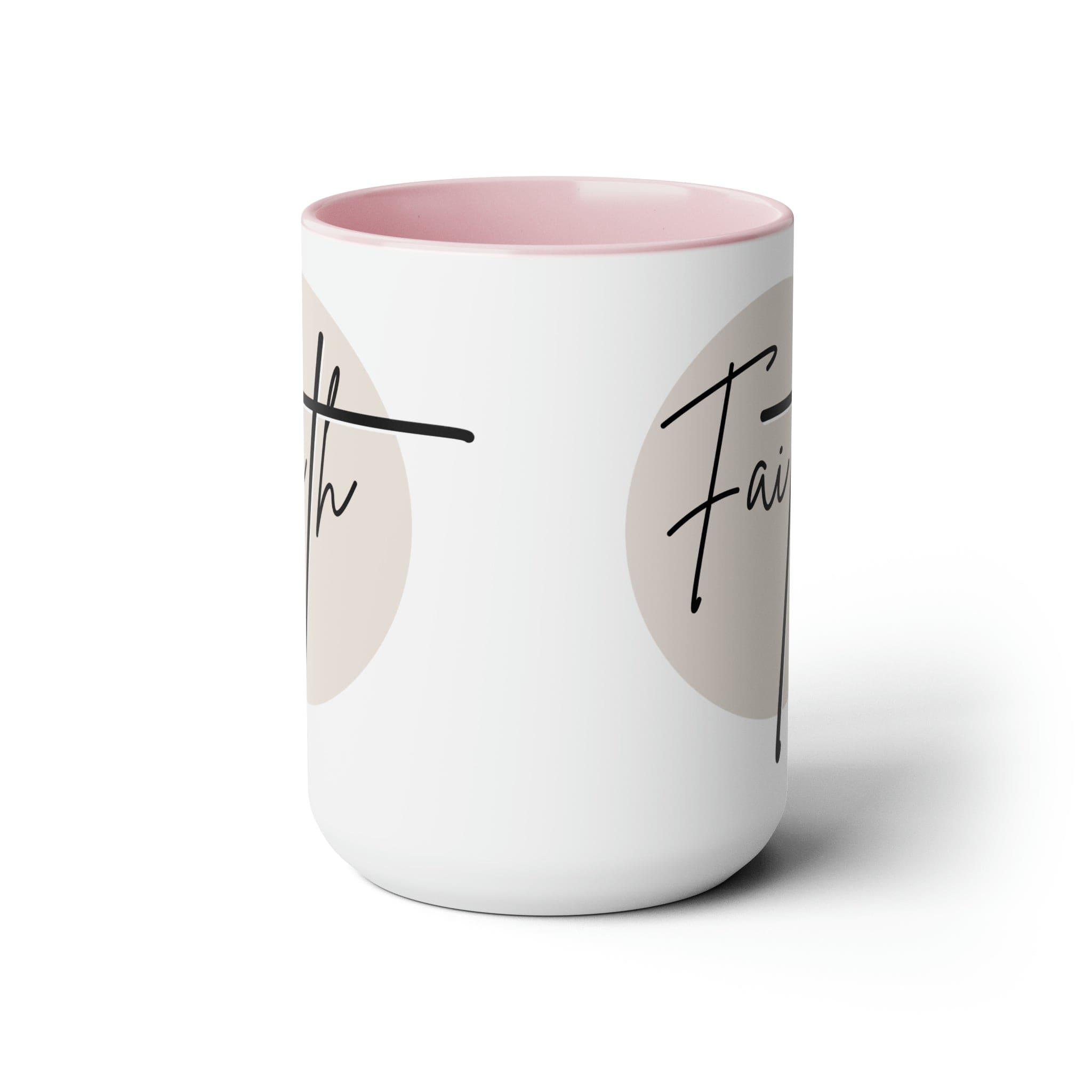 Ceramic Coffee Mug 15oz - Faith - Christian Affirmation and Beige