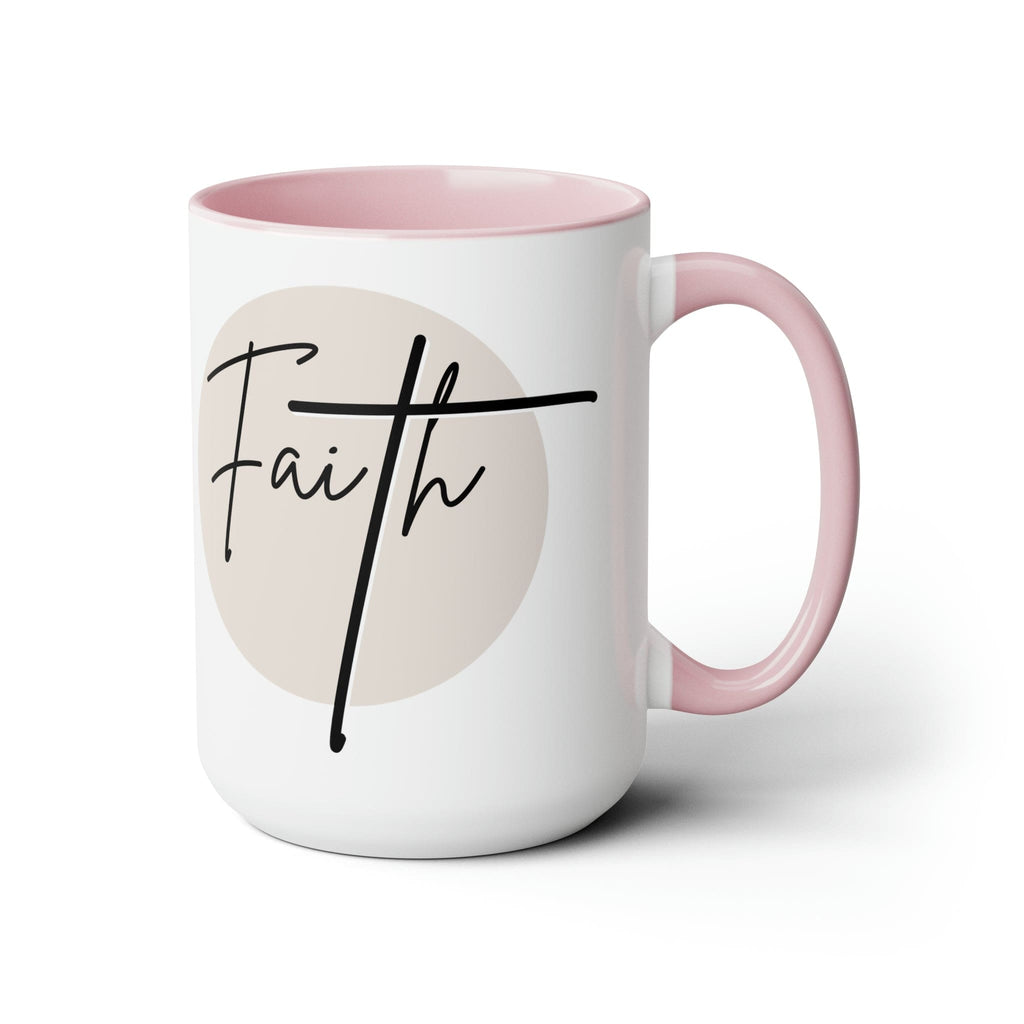 Ceramic Coffee Mug 15oz - Faith - Christian Affirmation and Beige