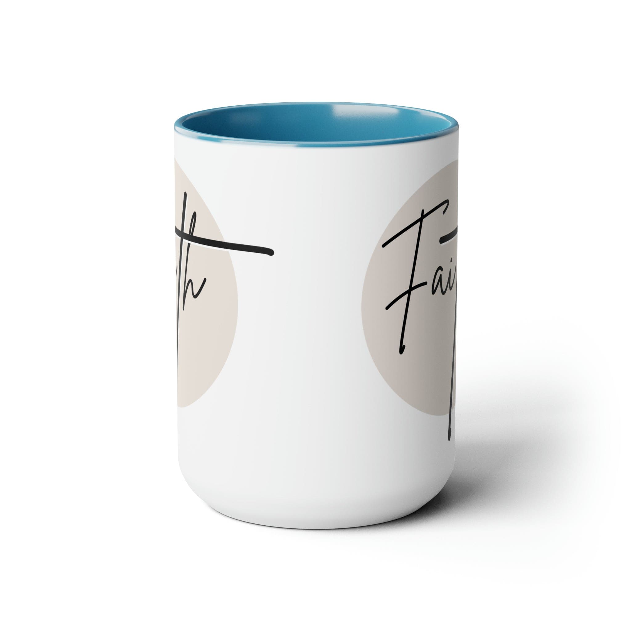 Ceramic Coffee Mug 15oz - Faith - Christian Affirmation and Beige