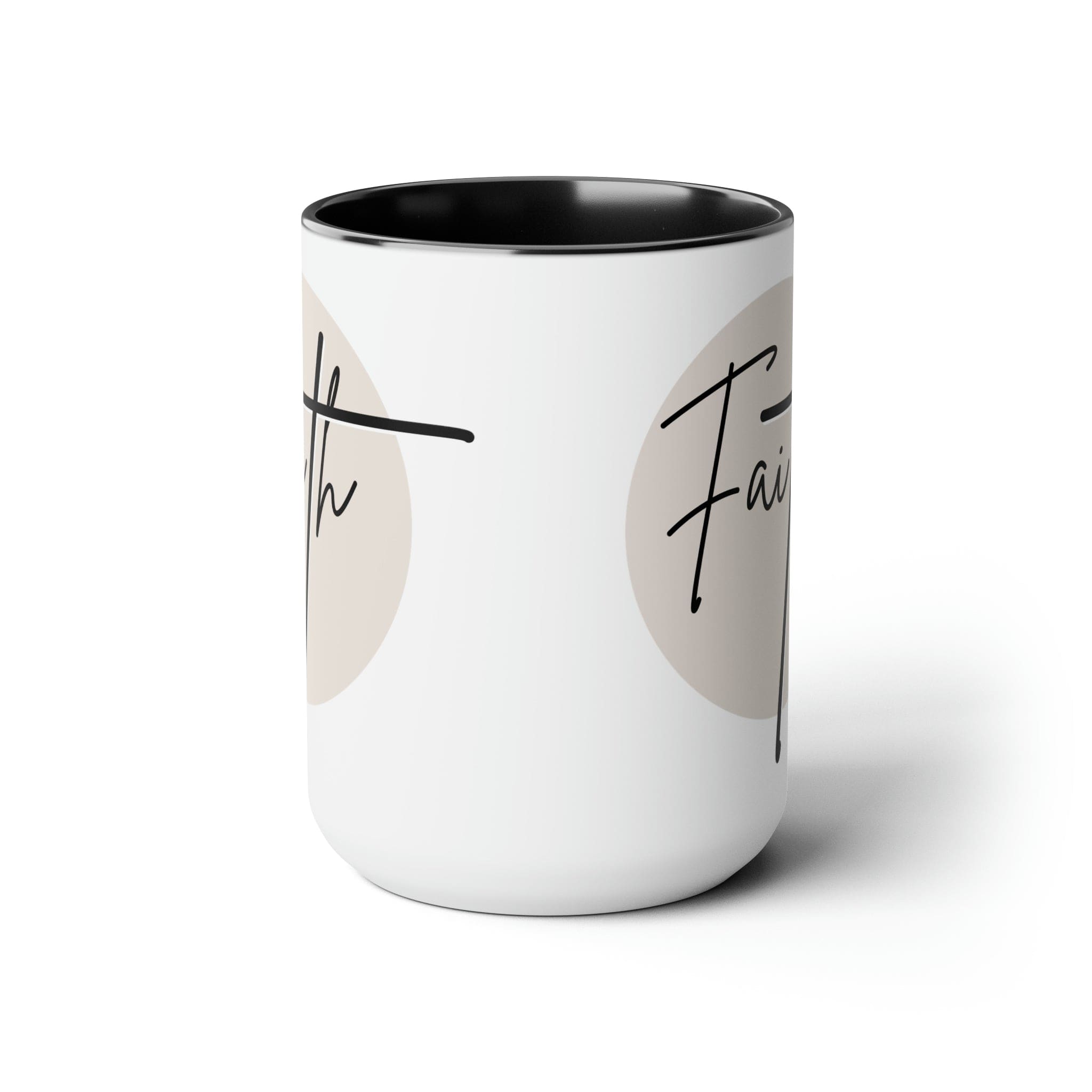 Ceramic Coffee Mug 15oz - Faith - Christian Affirmation and Beige