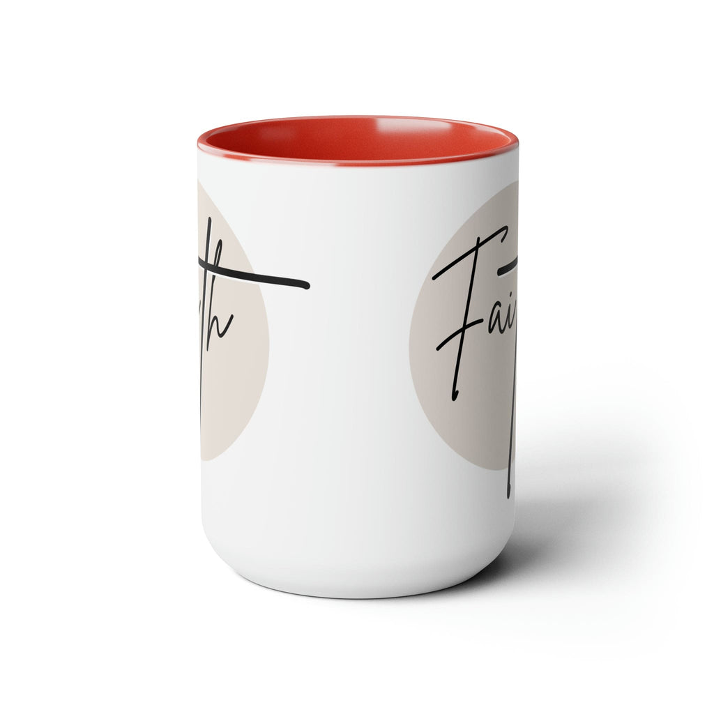 Ceramic Coffee Mug 15oz - Faith - Christian Affirmation and Beige