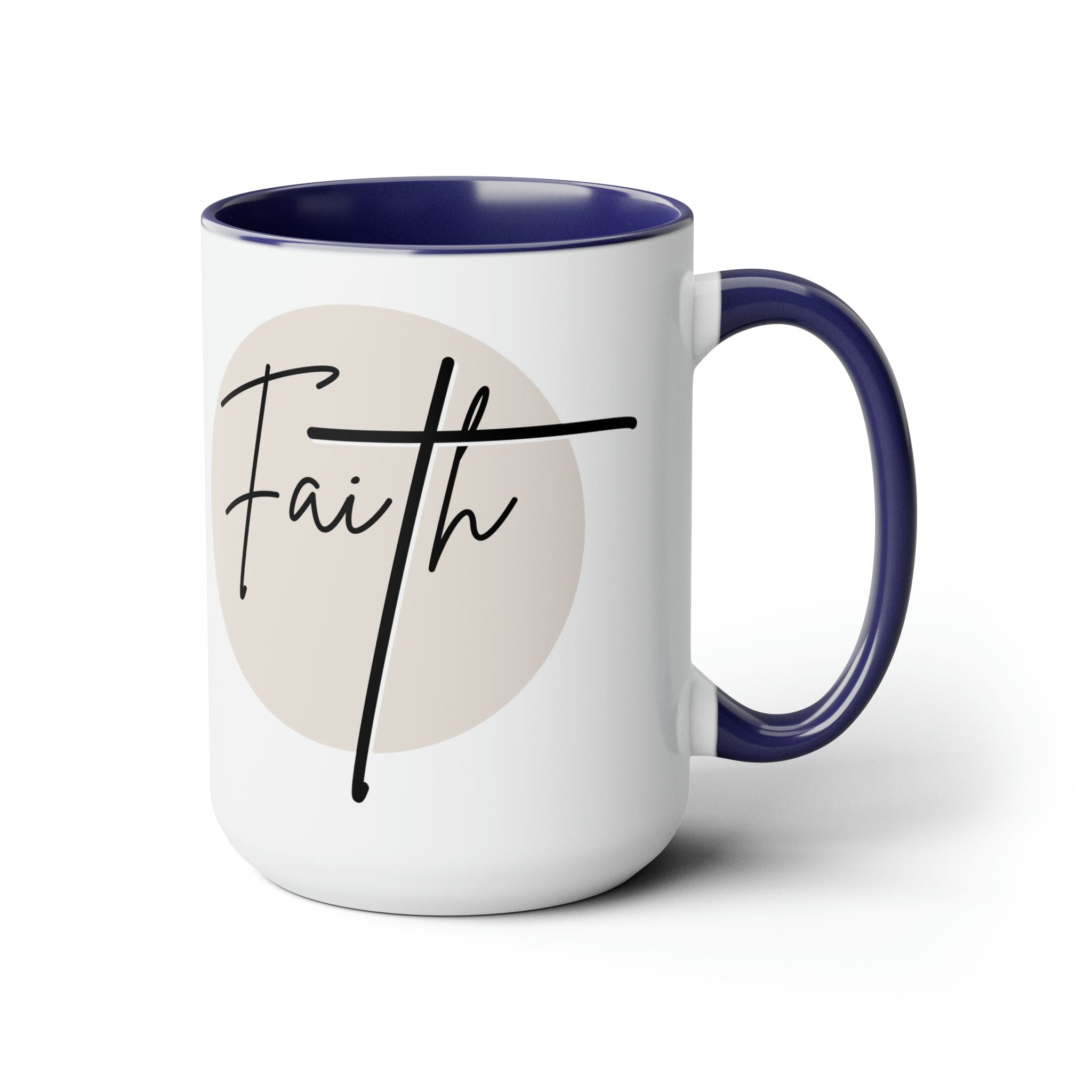 Ceramic Coffee Mug 15oz - Faith - Christian Affirmation and Beige
