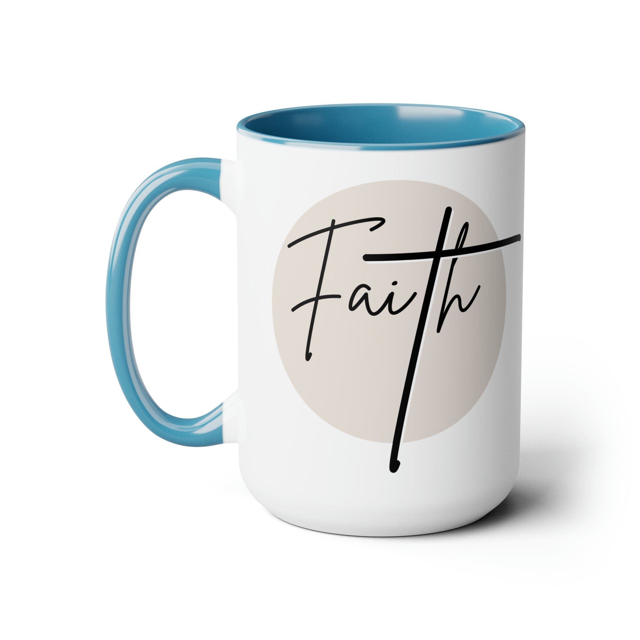 Ceramic Coffee Mug 15oz - Faith - Christian Affirmation and Beige