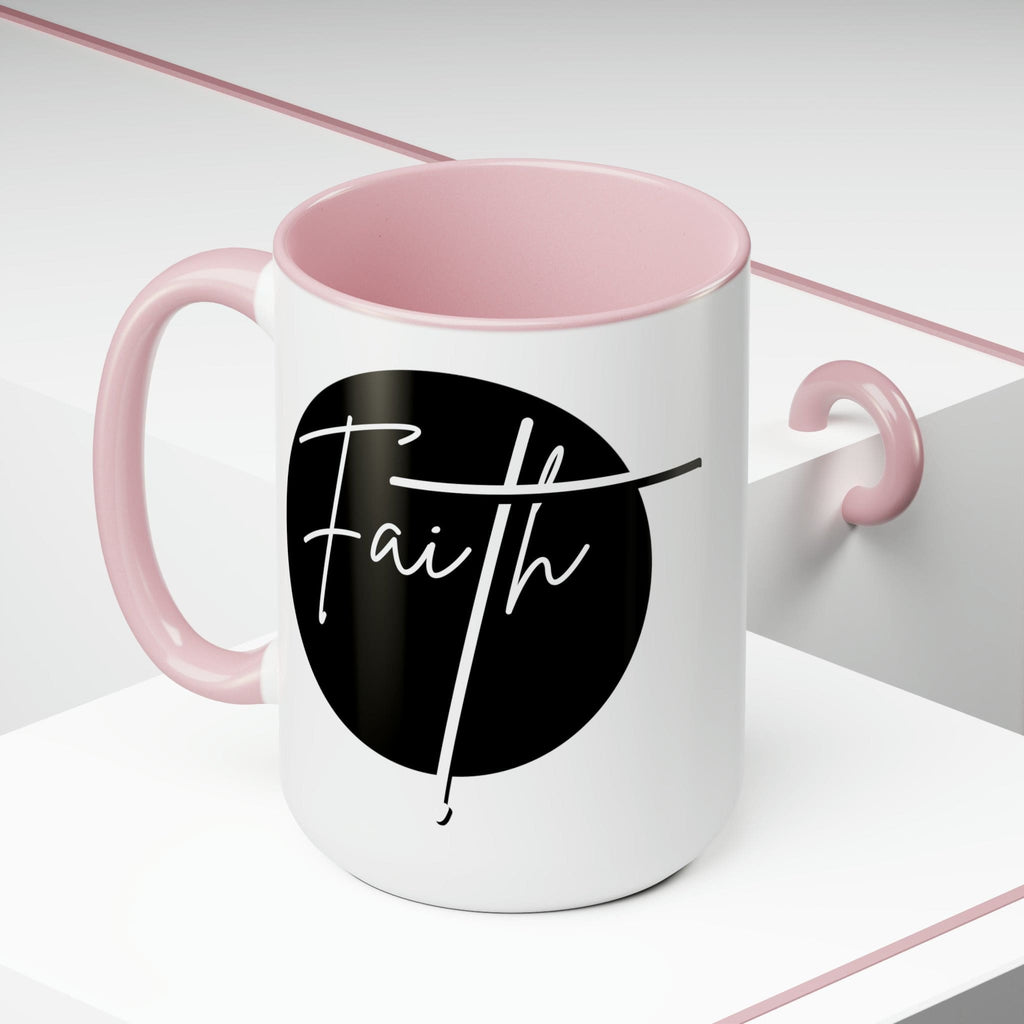 Ceramic Coffee Mug 15oz - Faith - Christian Affirmation and White