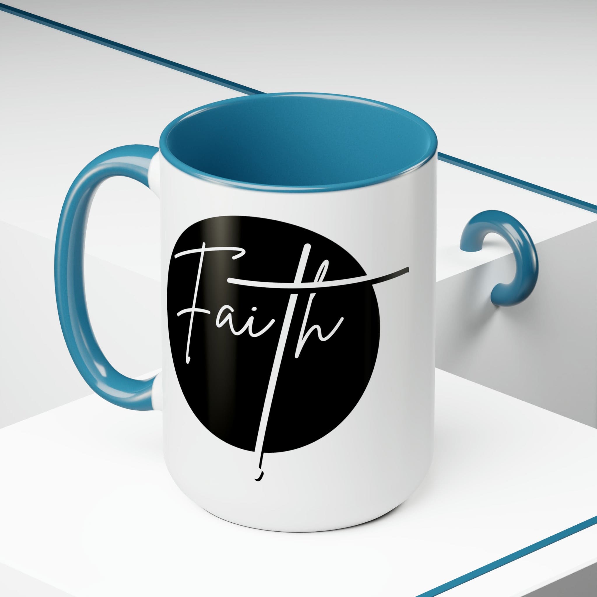 Ceramic Coffee Mug 15oz - Faith - Christian Affirmation and White