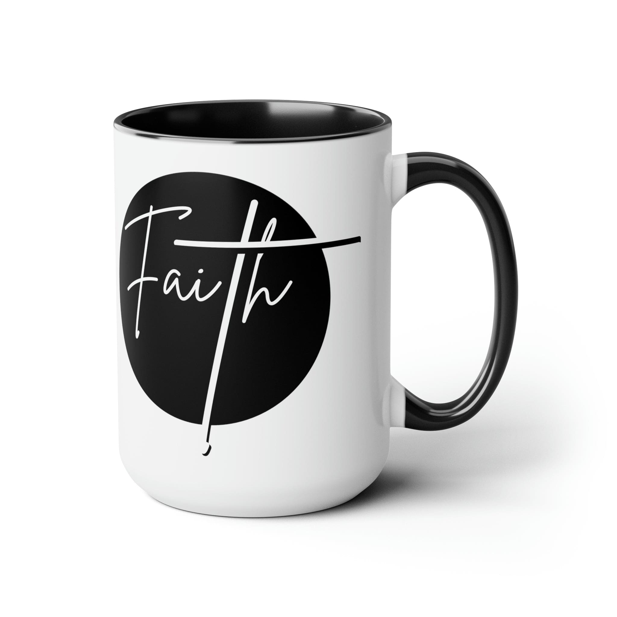 Ceramic Coffee Mug 15oz - Faith - Christian Affirmation and White