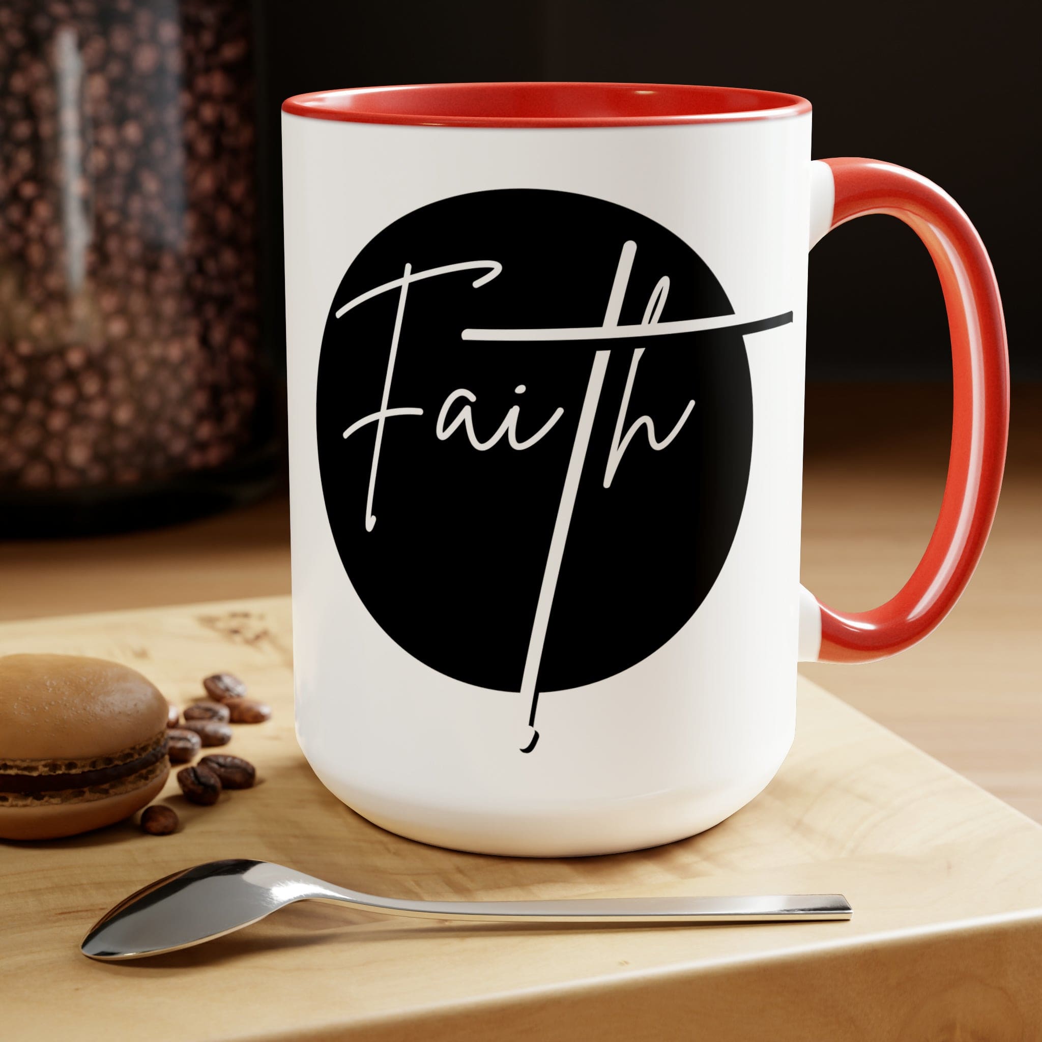 Ceramic Coffee Mug 15oz - Faith - Christian Affirmation and White