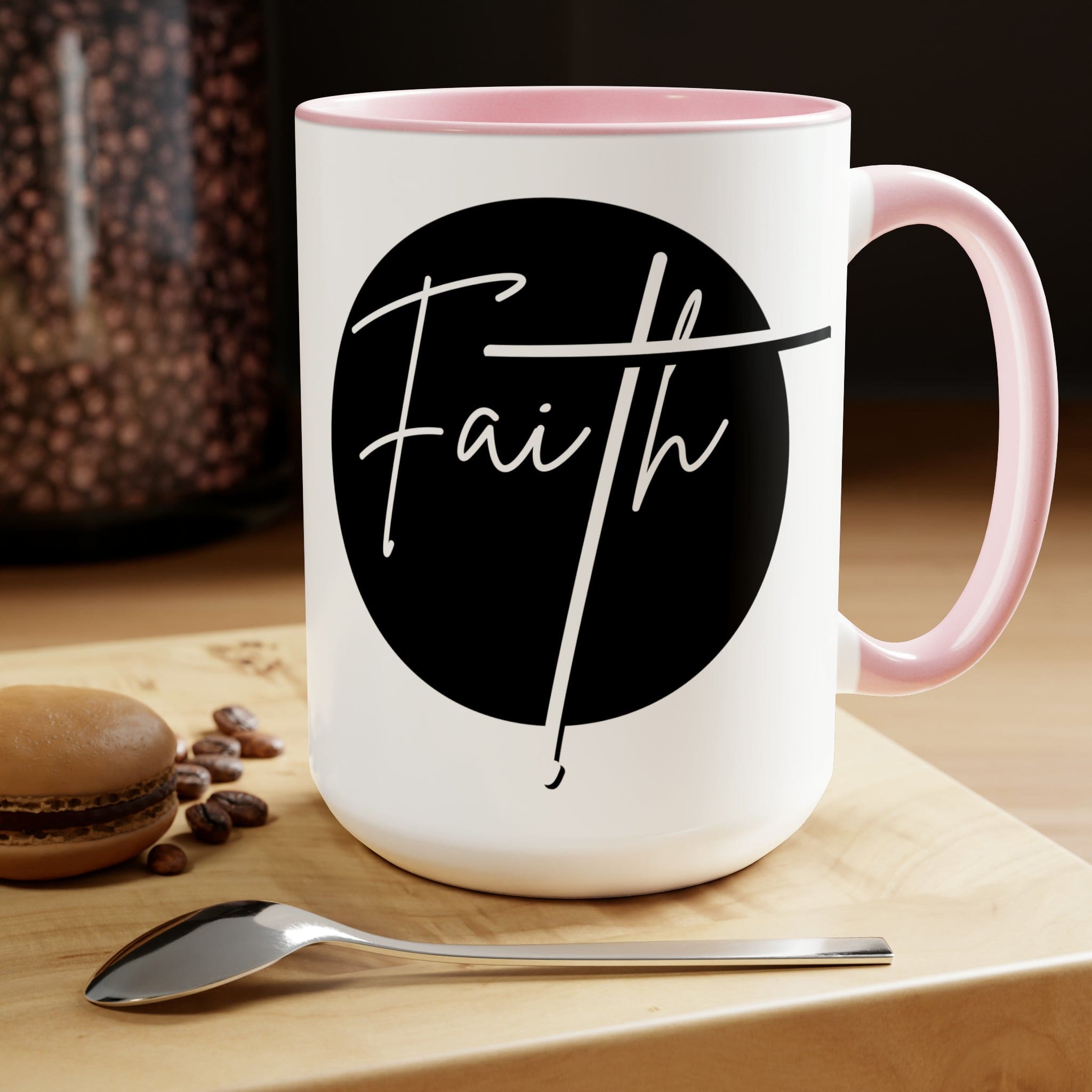 Ceramic Coffee Mug 15oz - Faith - Christian Affirmation and White