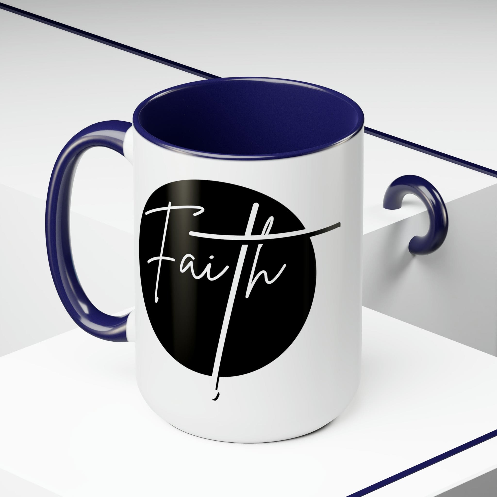 Ceramic Coffee Mug 15oz - Faith - Christian Affirmation and White