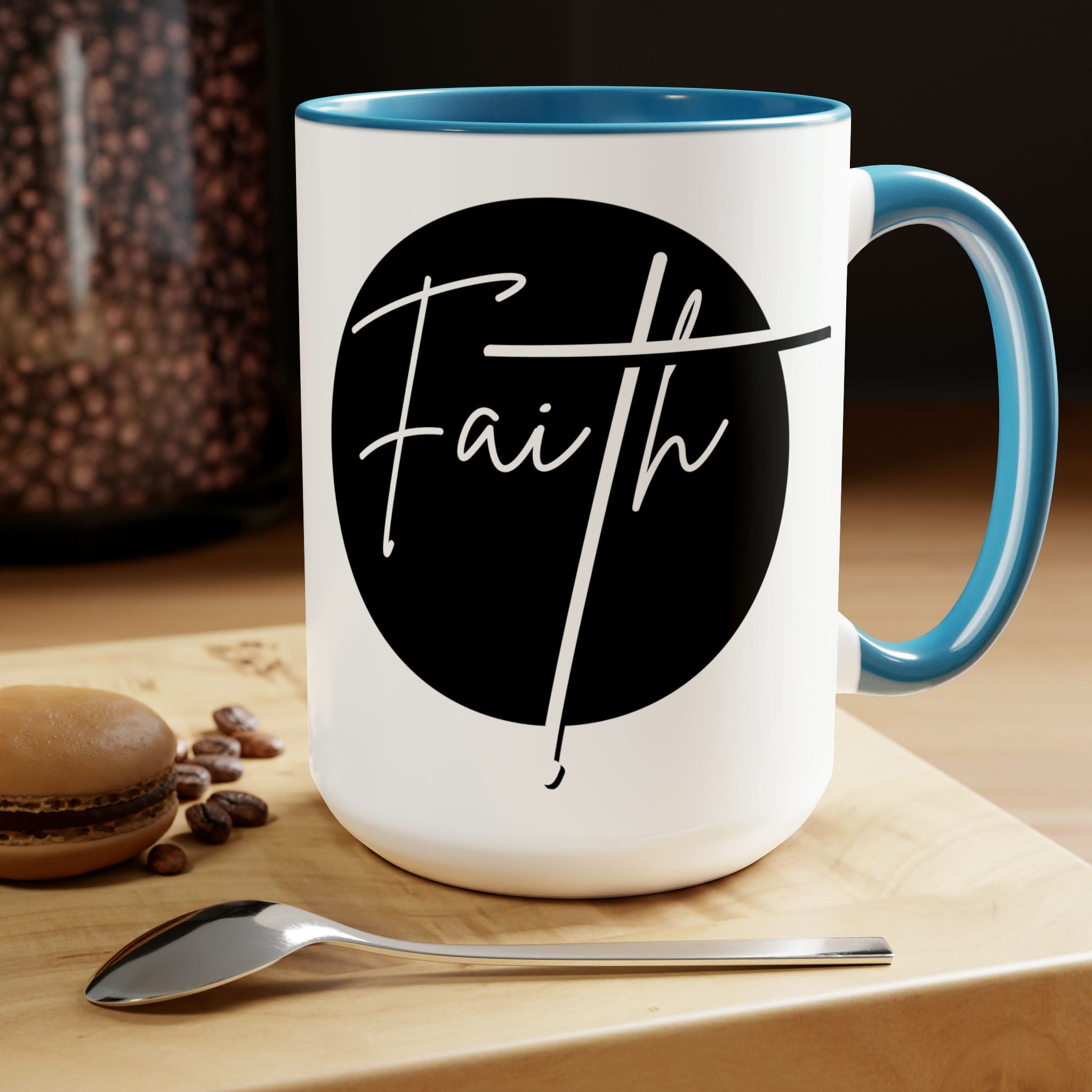 Ceramic Coffee Mug 15oz - Faith - Christian Affirmation and White