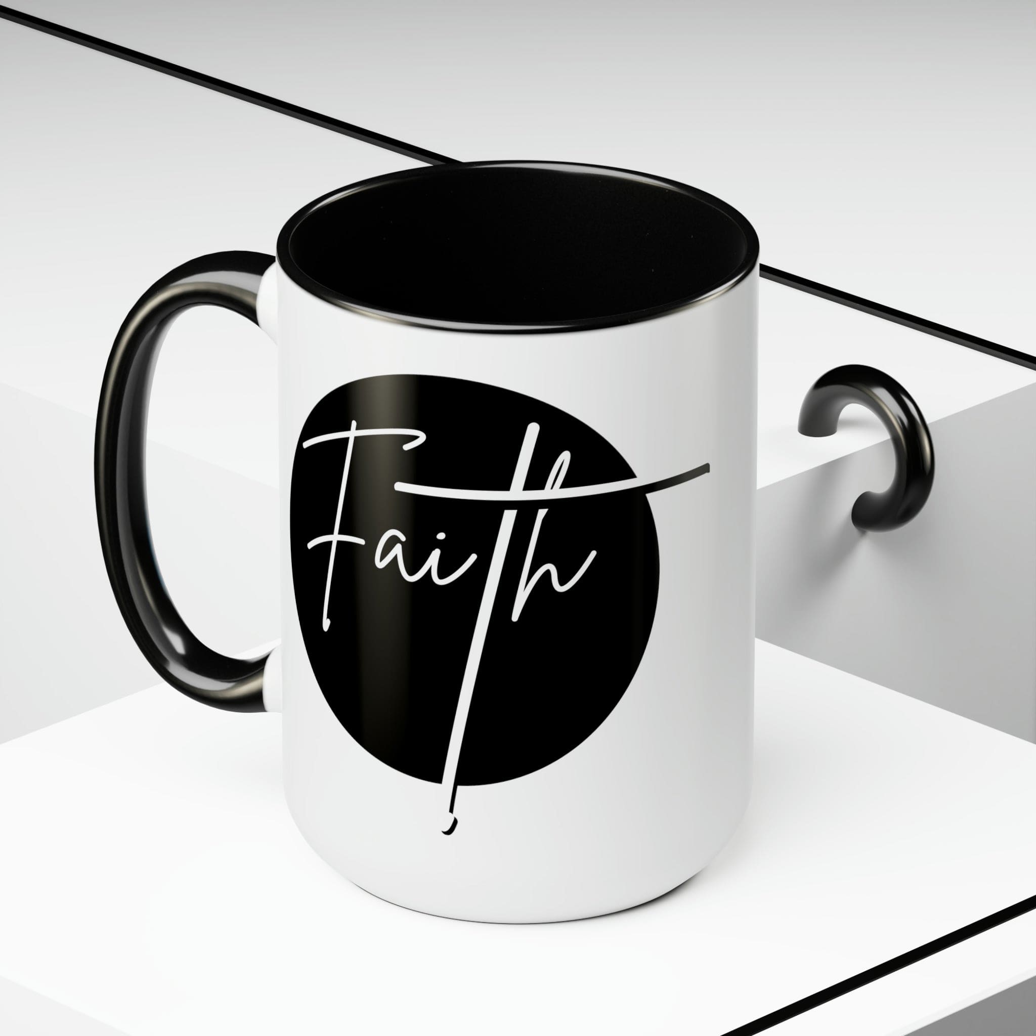 Ceramic Coffee Mug 15oz - Faith - Christian Affirmation and White