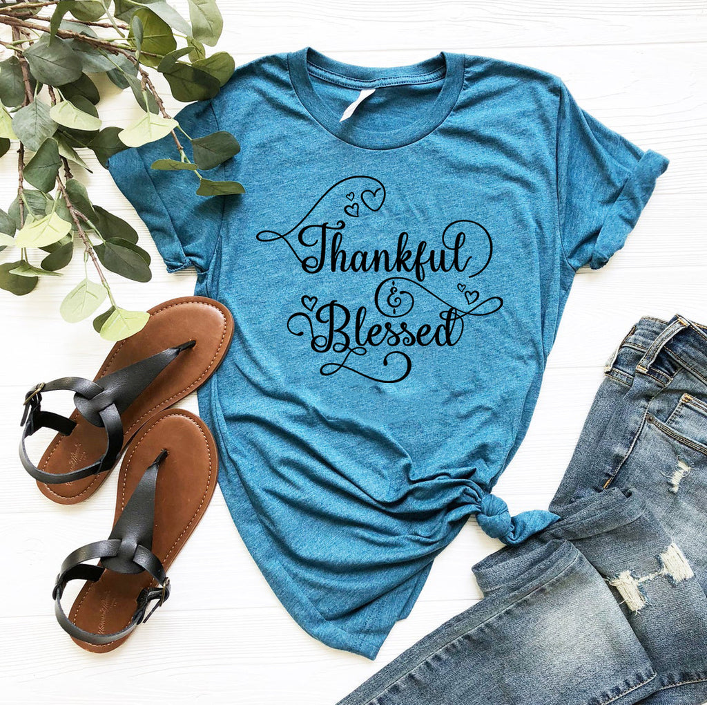 Thankful And Blessed T-Shirt in 6 Colors