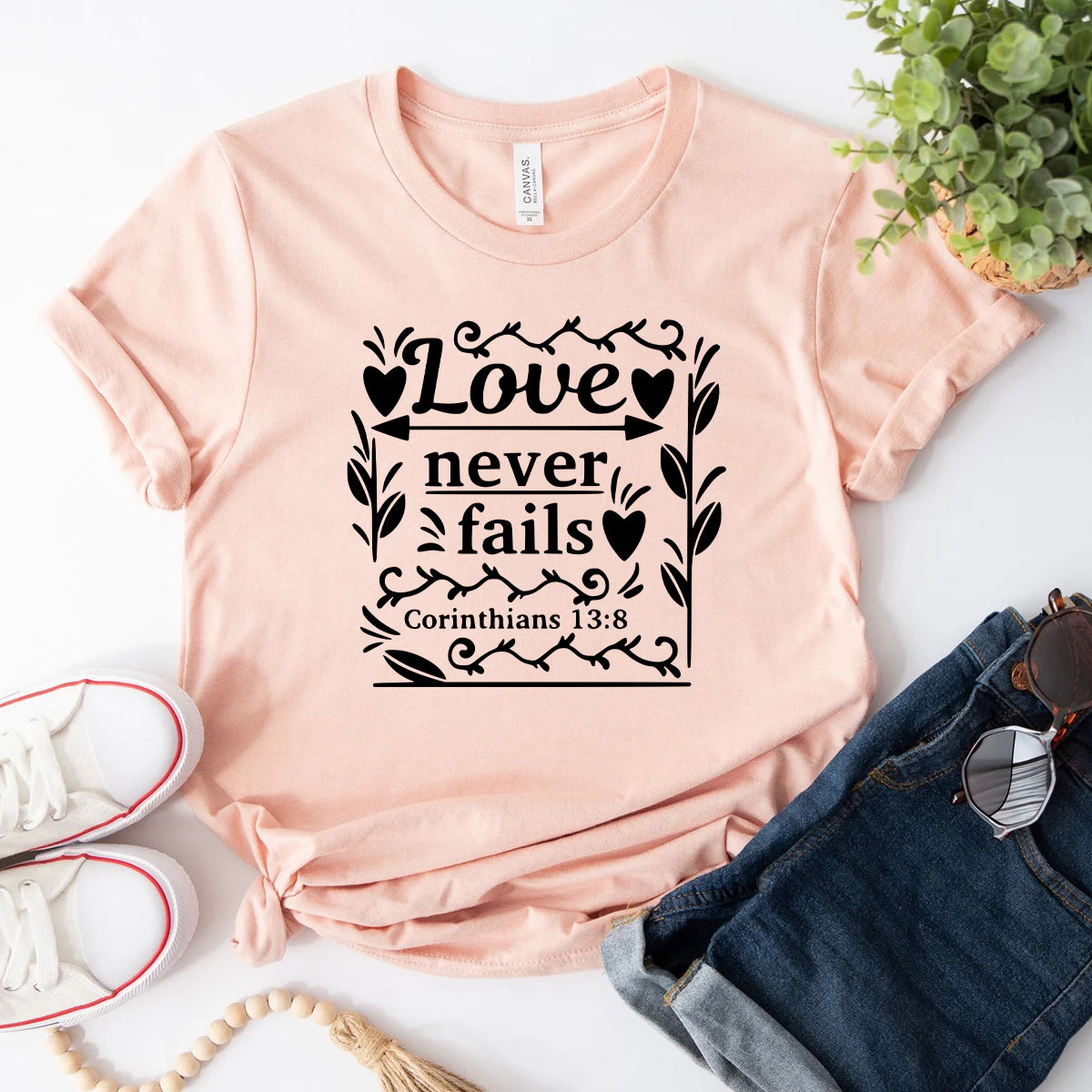 Love Never Fails T-Shirt in 12 Colors!