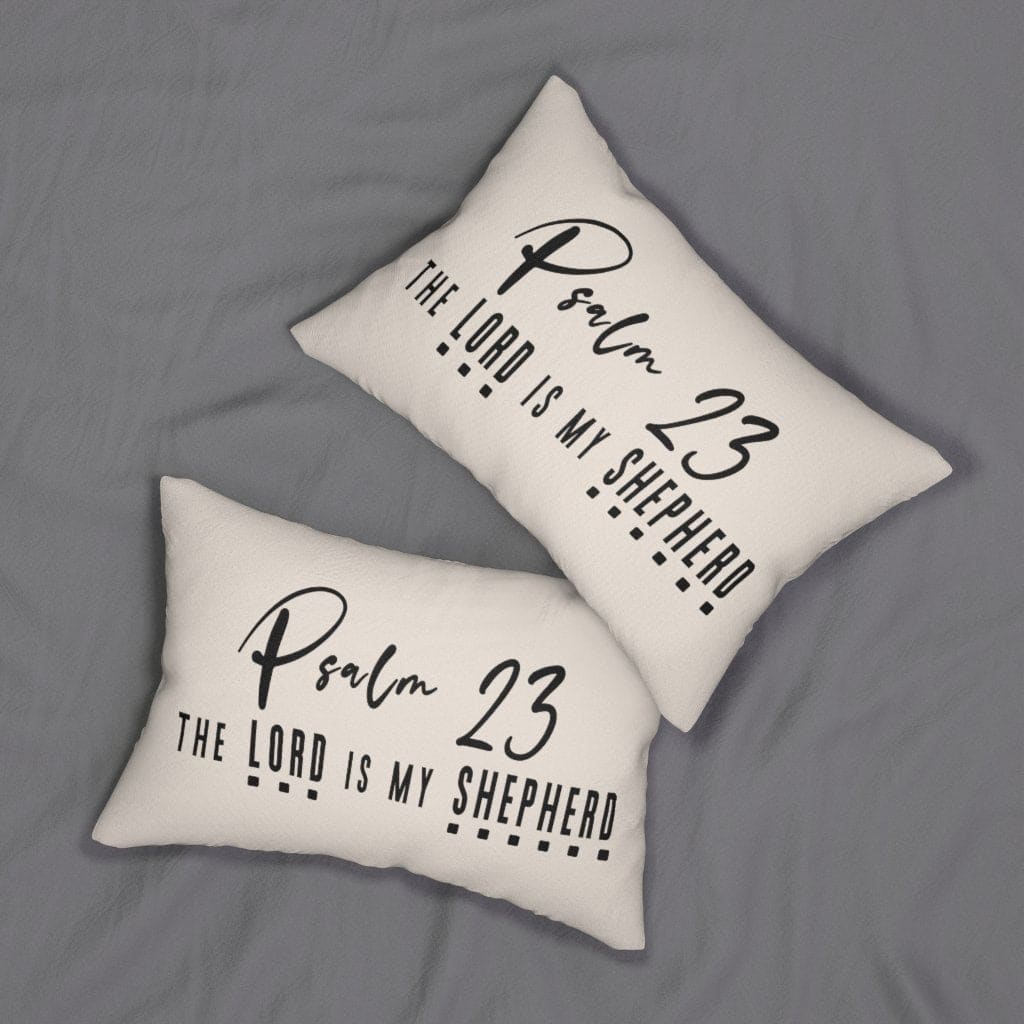 Decorative Lumbar Throw Pillow - Psalm 23 - Beige Black