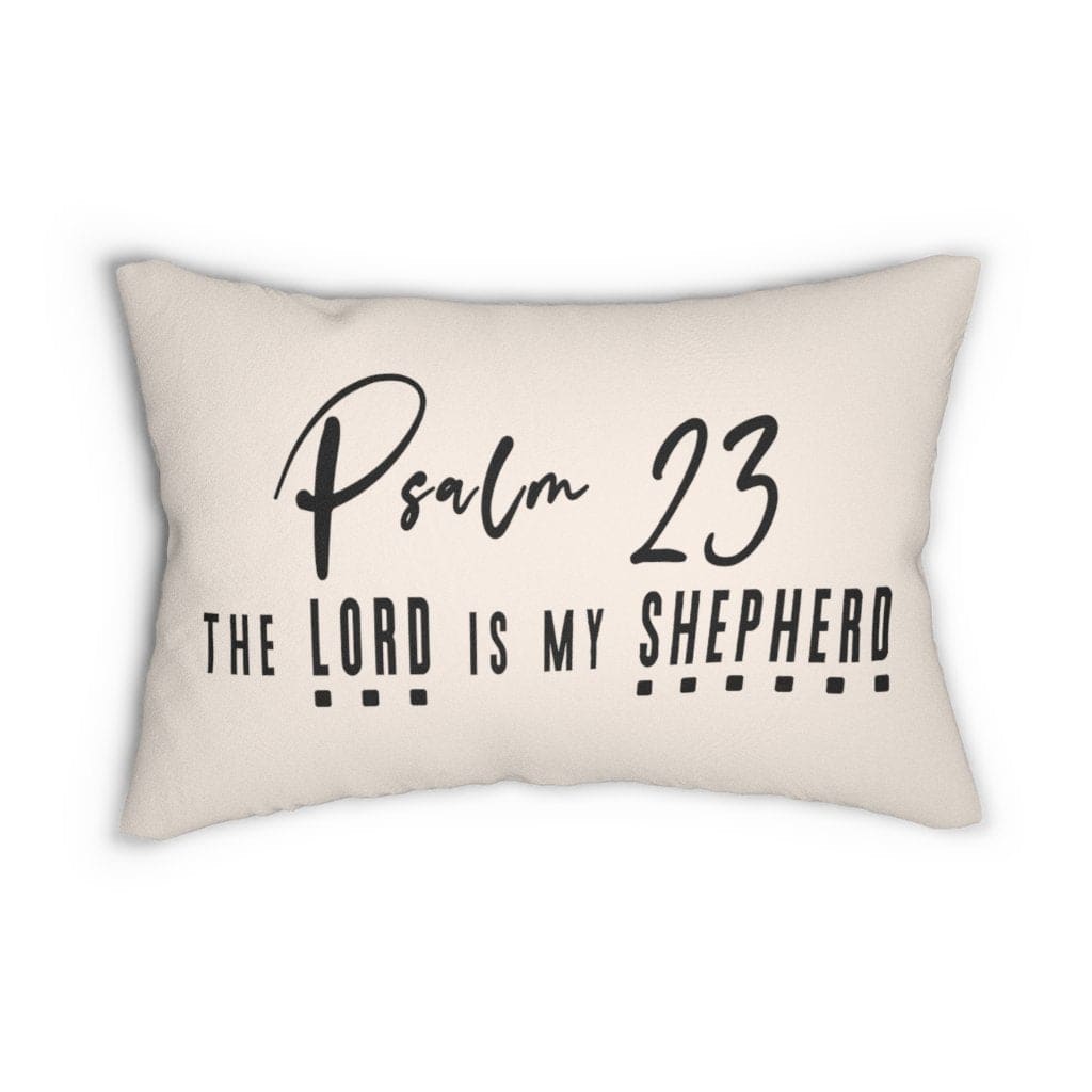 Decorative Lumbar Throw Pillow - Psalm 23 - Beige Black