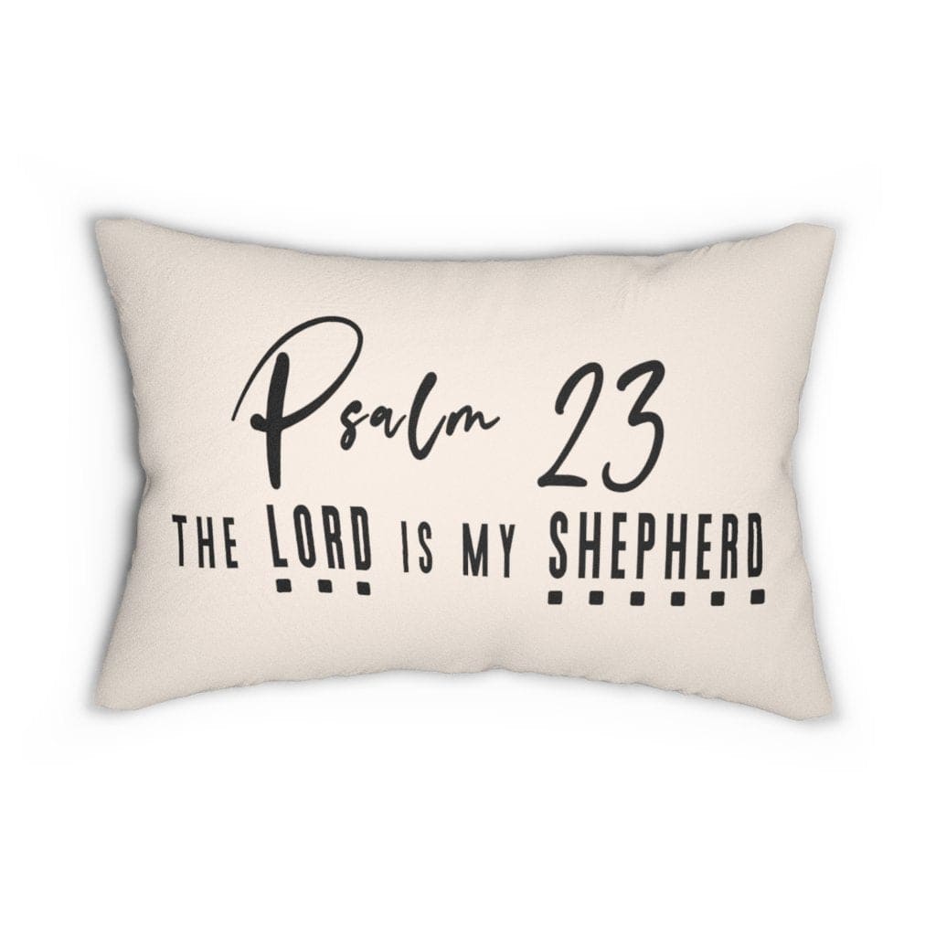Decorative Lumbar Throw Pillow - Psalm 23 - Beige Black
