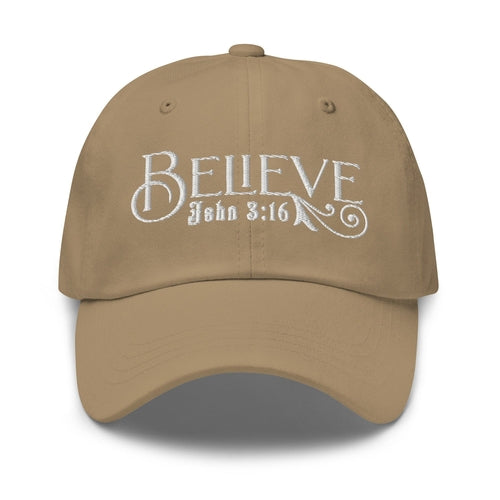 Embroidered Baseball Cap - Believe - John 3:16