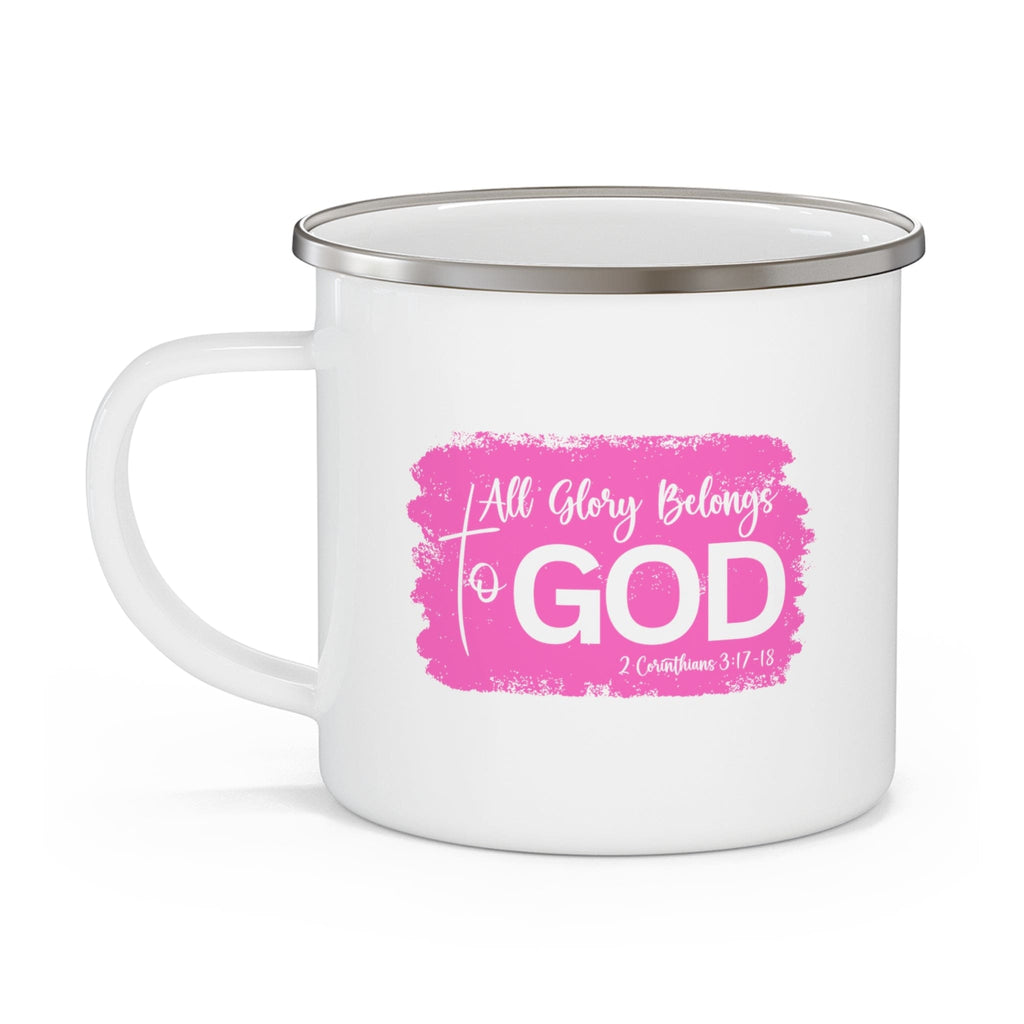 Enamel Camping Mug - All Glory Belongs to God Christian Illustration