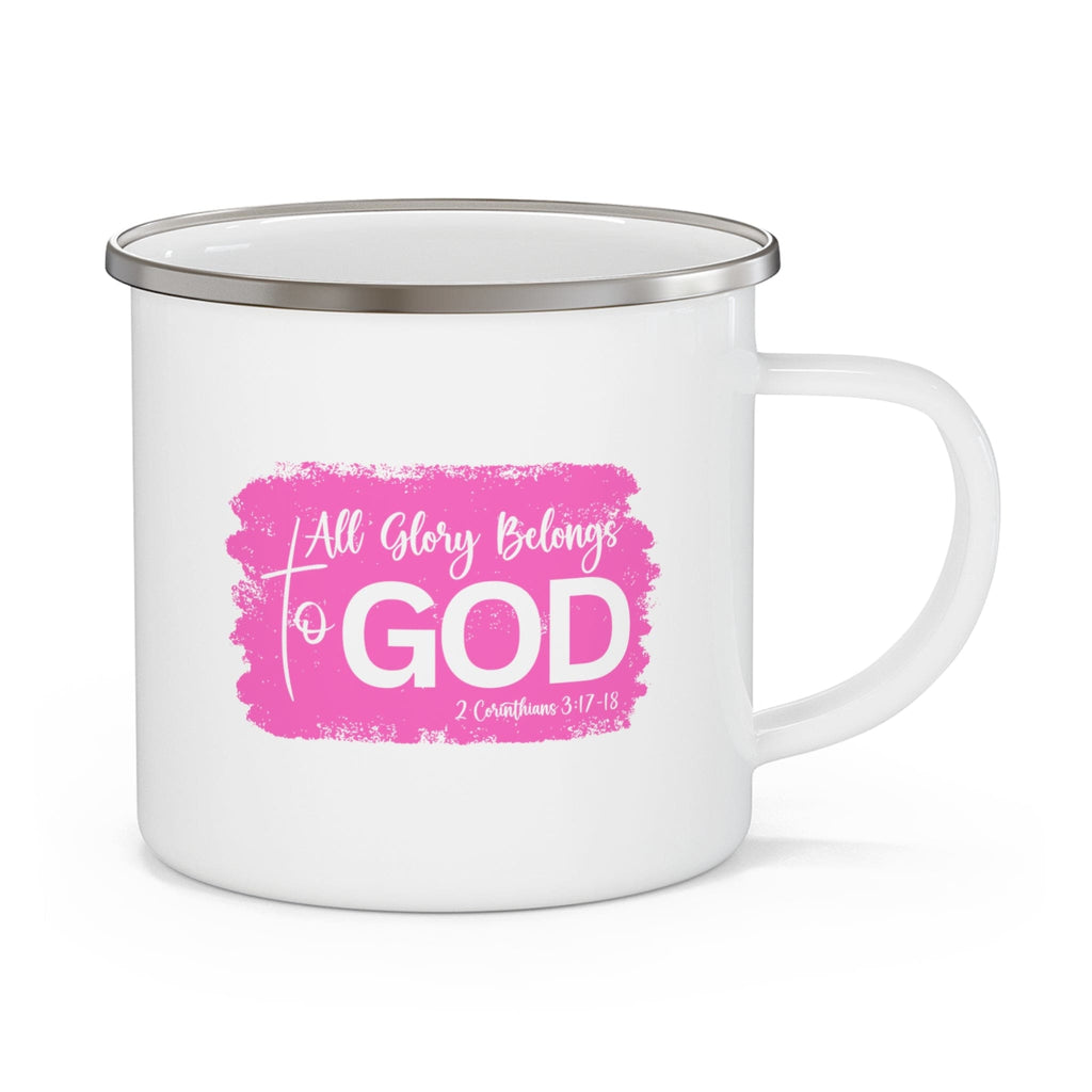 Enamel Camping Mug - All Glory Belongs to God Christian Illustration