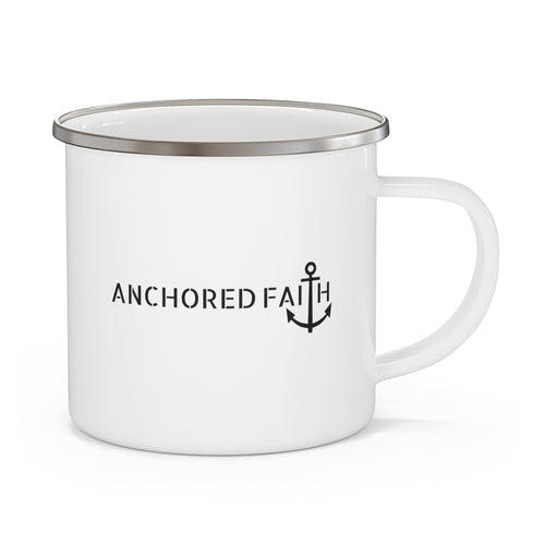 Enamel Camping Mug - Anchored Faith - Inspirational Illustration