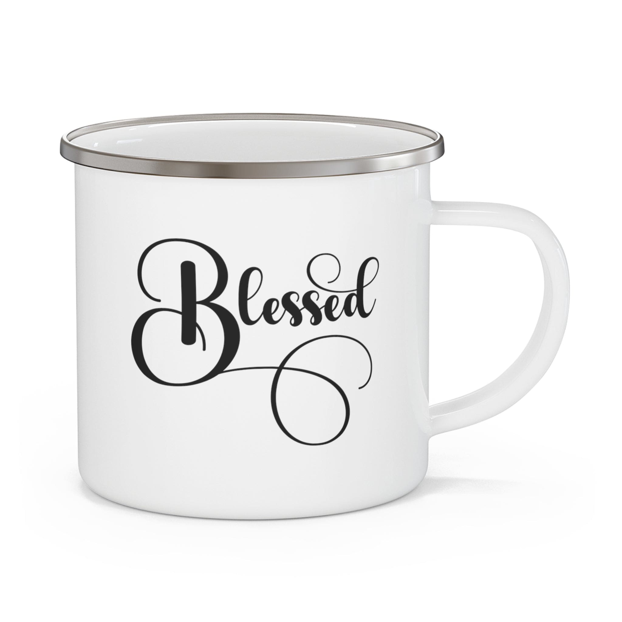 Enamel Camping Mug Blessed Black Graphic Illustration