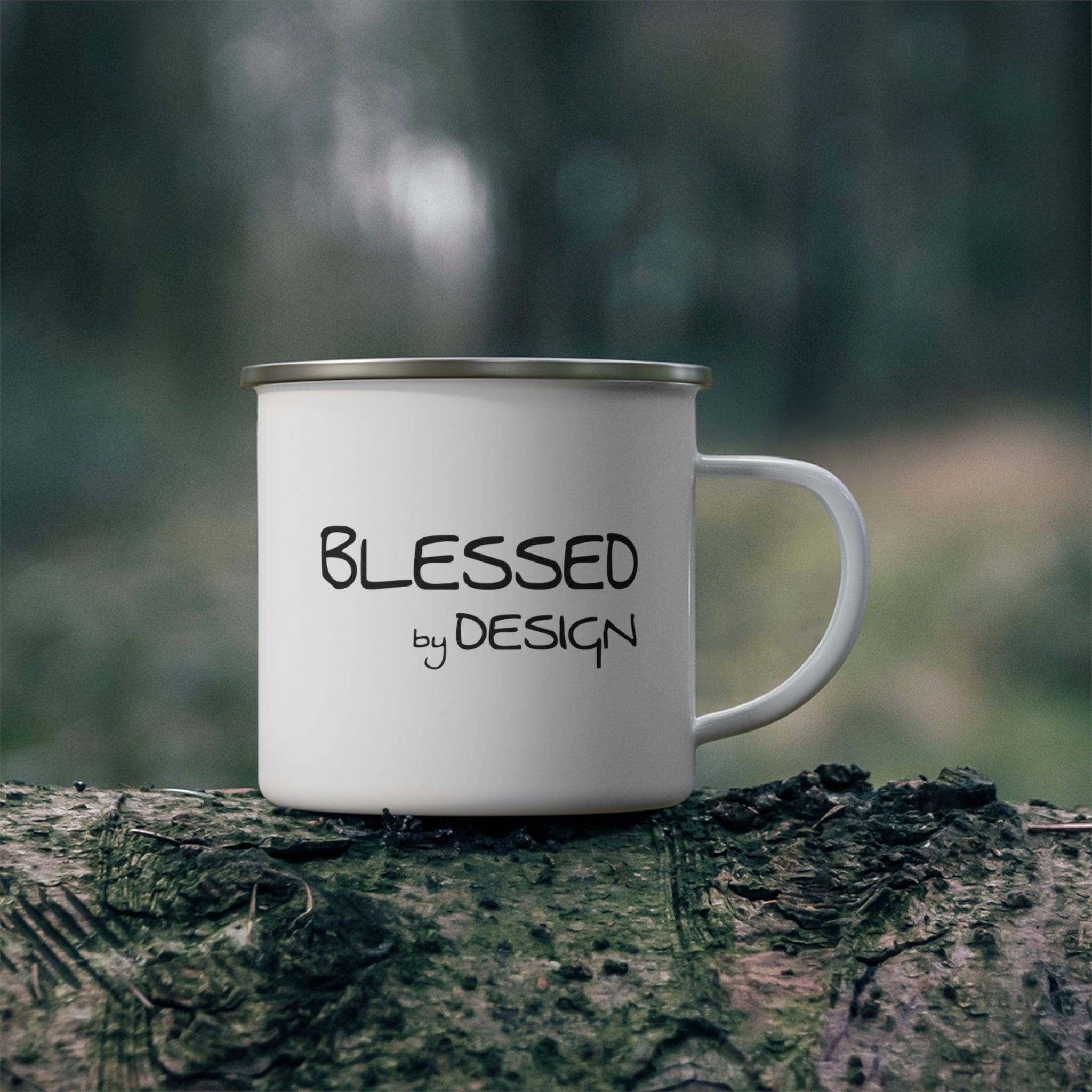 Enamel Camping Mug Blessed by Design - Inspirational Affirmation